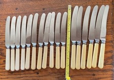 17 Antique Faux Bone Handled Dinner Table  Knives. Cooper Brothers Sheffield.