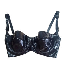 Black Underwire Latex Contour Bra Rubber Lingerie Underwear for Fetish ClubWear