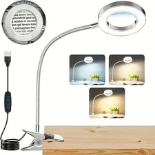 10X LED Magnifier Glass Desk Lamp With Light Stand Clamp Beauty Magnifying Lamp