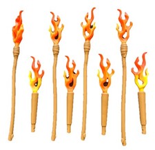 PLAYMOBIL 8 Wooden Torches 4 Short 4 Long For Roman Knights Vikings Castles Etc