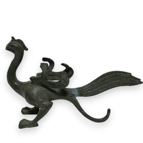 Japanese bronze phoenix statue - japanese,