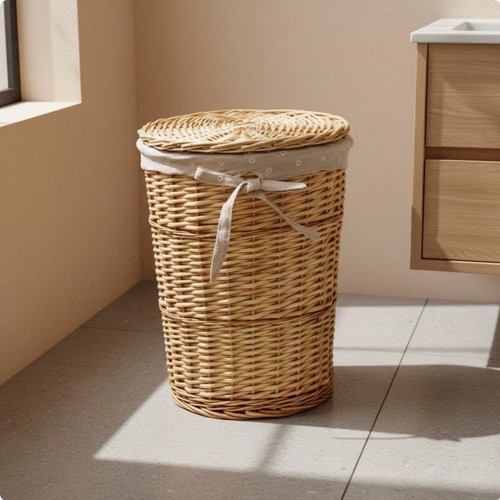 Round woven hamper large - round,
