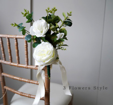 Handmade Set 6/8/10 Wedding Pew Ends, Pink/White Wedding Aisle Chair Decorations