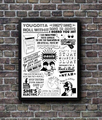 Oasis lyric poster doodle song - oasis,