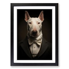 English Bull Terrier Classicism Framed Canvas Wall Art Print Poster Picture