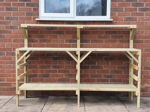 Wooden greenhouse staging - greenhouse,