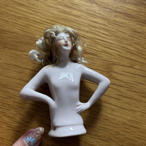 Antique porcelain half doll - porcelain,
