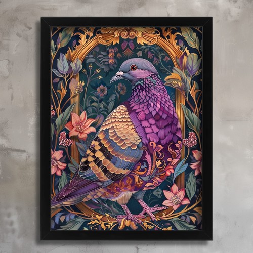 Vintage botanical pigeon print - vintage,
