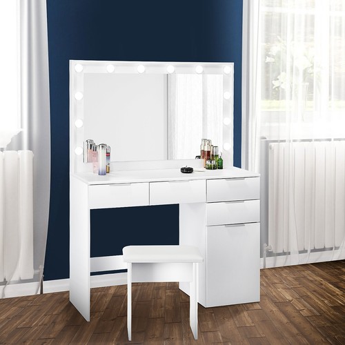 White dressing table stool - white,