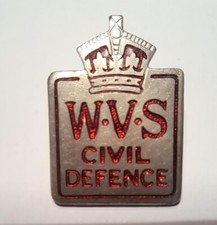 WW2 King George VI Womens Voluntary Service WVS Civil Defence Badge Enamel