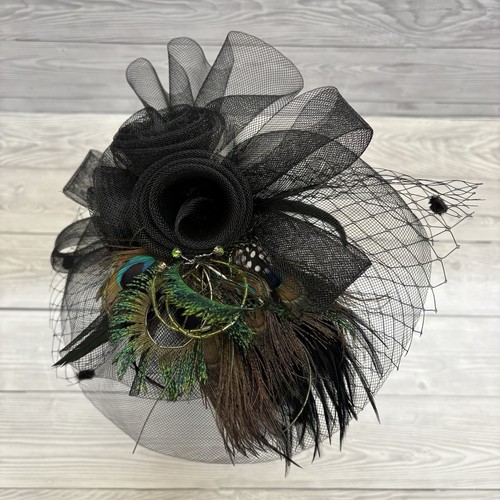 Black fascinator peacock - black,