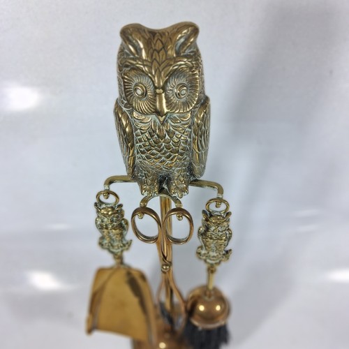 Vintage brass owl - owl, fireside