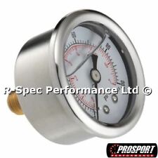 Prosport Fuel Pressure Test Gauge Oil Filled For FPR Regulator Rail Pump 1/8 NPT