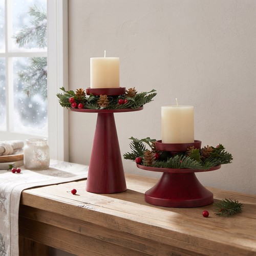 Christmas candle holder set - candle,