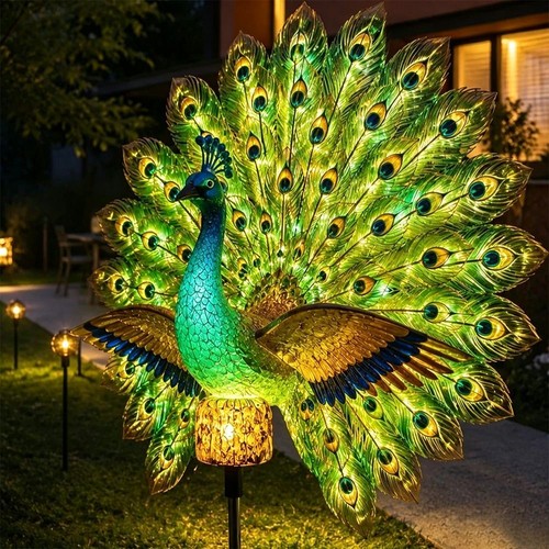Auto solar peacock light - peacock,