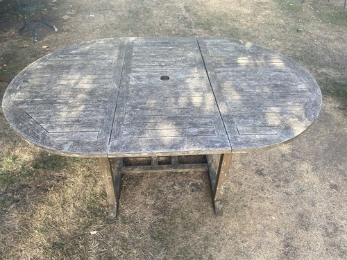 Teak garden table oval - garden,
