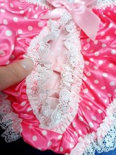 Cute Naughty Open Bottom Crotchless Spotty Sissy Satin Panties Knickers M 10