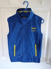 HACKETT Aston Martin Racing Hooded Gilet Bodywarmer, Blue - Boys Kids 9-10 Years