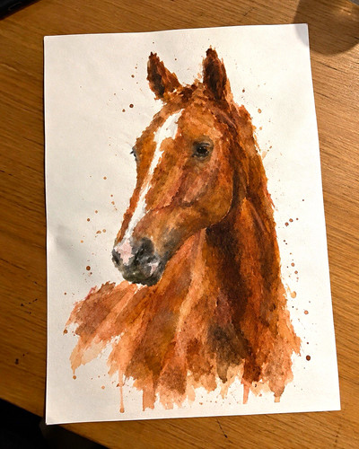 Horse head watercolour print - watercolour,