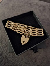 Hallmarked Gold 4-Bar Gate Bracelet 9ct. Heavy 20.98 G