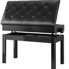 Adjustable Piano Keyboard Bench Storage Padded Seat Wooden Bookcase Stool 75*33㎝