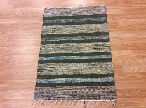 Striped blue green handloomed - striped,