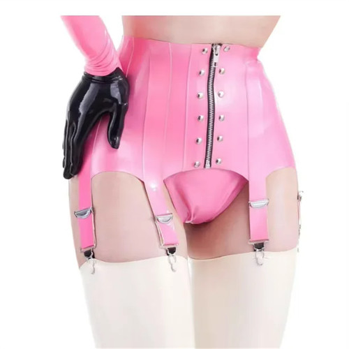 Pink latex garter - pink,