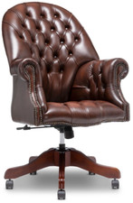 Chesterfield Directors Office chair 100% Antique Brown Leather