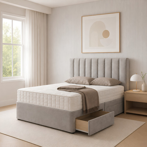 Plush divan bed set - bed,