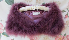 *Grape Purple FEATHER Bridal Jacket Shawl STOLE 8/10/12 Joan Lee £95 Worn Once