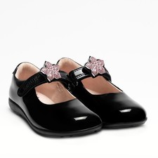 Lelli Kelly Daisy Girls Black Patent Flower School Shoe