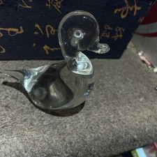 Vintage Wedgwood Glass Art Duck Hand Blown Bird Figurine 60s 70s Ornament