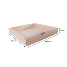 Wooden Storage Box Square Display Tray / DIY Craft Candle Holder / 20x20x3 cm