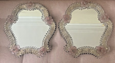 Rare Pair Of Vintage Italian Venetian Murano Glass Vanity Table/Wall Mirrors
