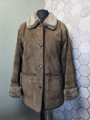 Vintage brown suede sheepskin - brown,
