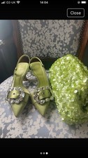 Lime Green Embellished Shoes & Clutch bag Size 3 New