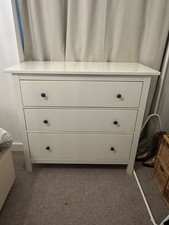 IKEA HEMNES White 3 Drawer Chest – Bedroom Storage / Dresser – Used