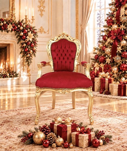 Armchair red french - red,