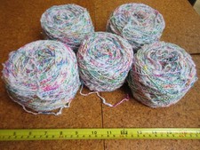 485 Grams New Unused Multi-coloured Boucle Style DK Yarn.  Pink Green White