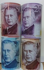 Extra Large Money Box KINGCHARLS Tin £5 £10 £20 £50 Pound Note Saving Piggy Bank