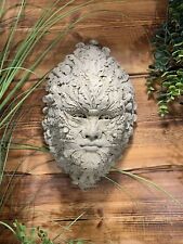 STONE GARDEN GREEN MAN LADY LEAF FACE PLAQUE WALL HANGING ORNAMENT HIGH DETAIL