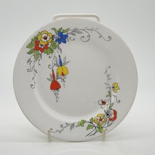 Wetley China Sampson Smith Bone China Plate Floral Fuchsia Gold Trim 1920