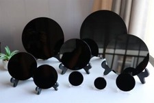 Natural Obsidian Mirror Black Crystal Scrying Plate Home Decoration with Stand