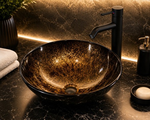Luxury black gold art glass - black,