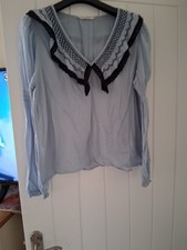 Odd Molly Blouse Size 2 blue with bkack lace