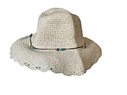 Raffia and bead crochet floppy - bead,
