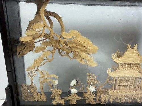 Vintage chinese carved cork - vintage,