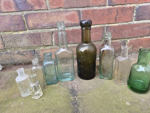 Antique vintage glass bottles - vintage,
