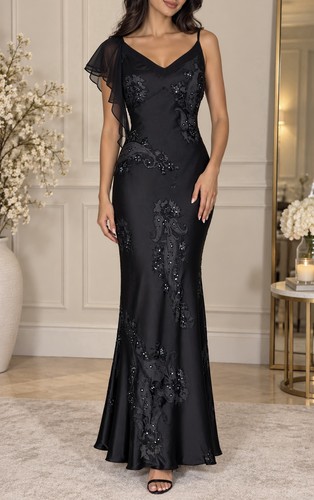 Monsoon black silk blend maxi - black,