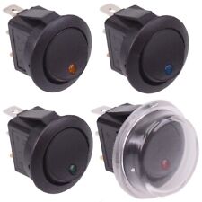 On/Off LED Dot Lighted Round Rocker Switch + Waterproof Cover Car Dashboard 12V